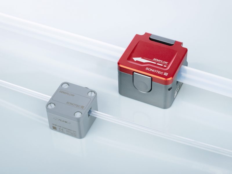 sonotec semiflow non-contact clamp-on flow sensors are ideal to measure abrasive, adherent, corrosive, and ultra-pure liquids on rigid plastic tubes and pipes used in the semiconductor industry