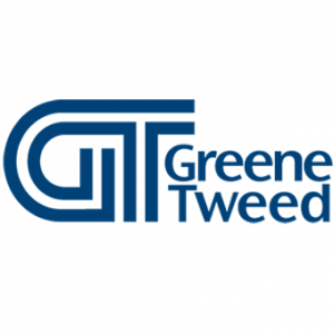Logo of Greene Tweed with blue letters