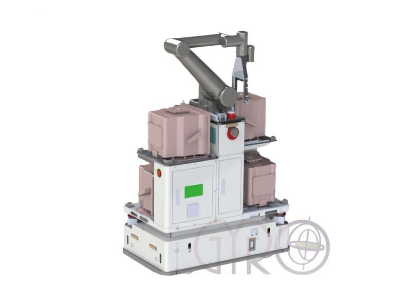 Technische Zeichnung des Schmalspur-AMR von GYRO für Magazin-Typen 300 mm FOUP/FOSB, Metal Cassette,... für Wafer-Hersteller, Foundries, Wafer-Bumping, Wafer-Probing